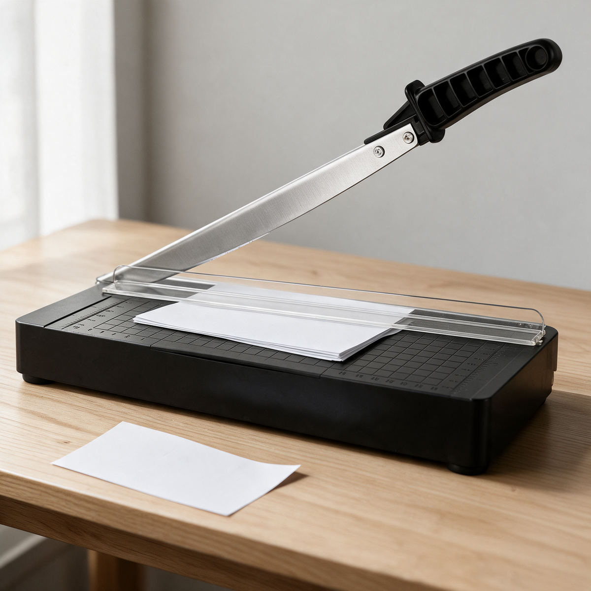 paper cutter feature mechanism